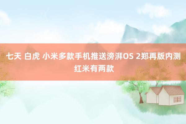 七天 白虎 小米多款手机推送滂湃OS 2郑再版内测 红米有两款